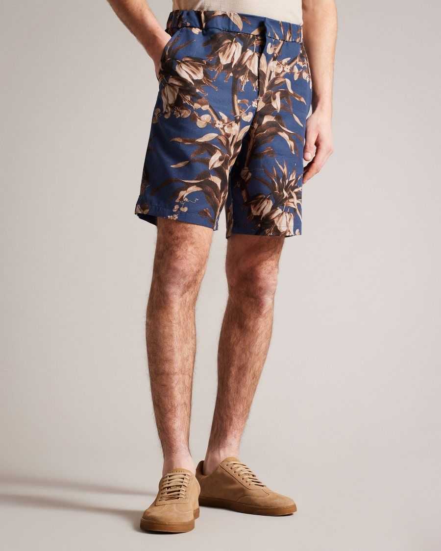 Ted Baker Canriya Botanical Print Shorts Navy | 47169-HOTA