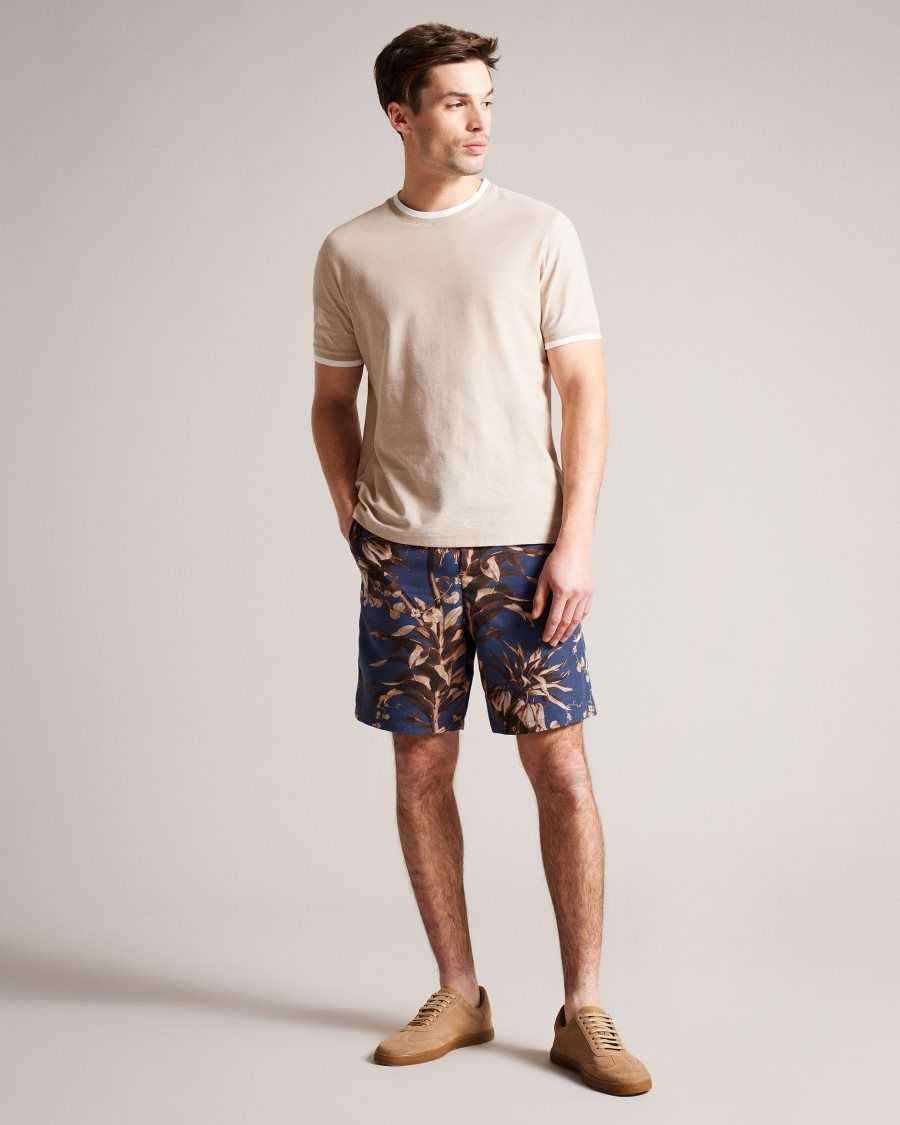 Ted Baker Canriya Botanical Print Shorts Navy | 47169-HOTA