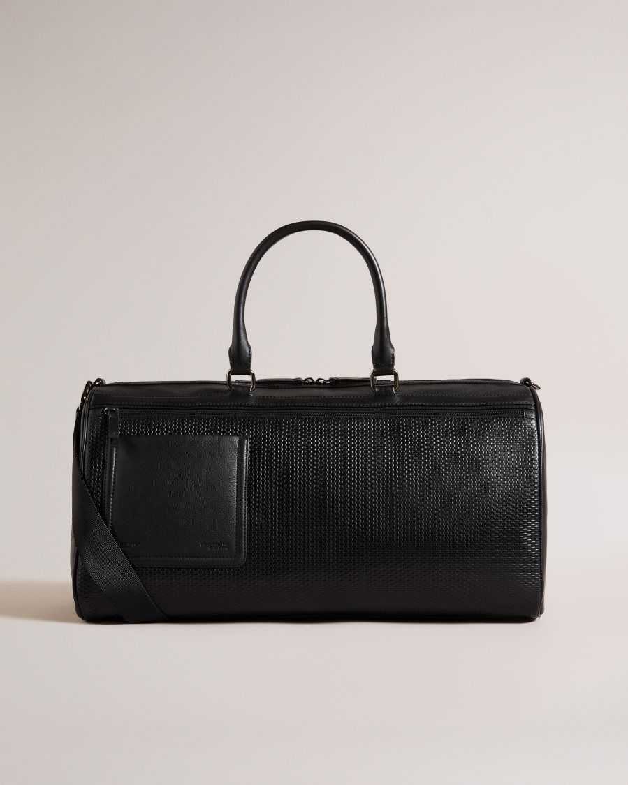 Ted Baker Canvay Textured Leather Holdall Black | 93508-SJFT