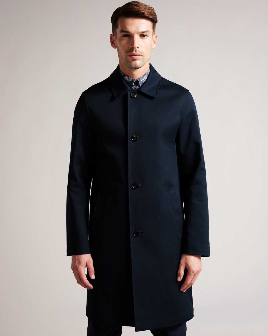 Ted Baker Capel House Check Lined Mac Navy | 93274-ZVKX