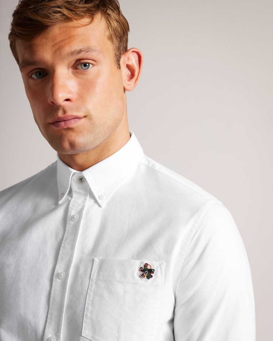 Ted Baker Caplet Long Sleeve Oxford Shirt White | 10435-VNXE