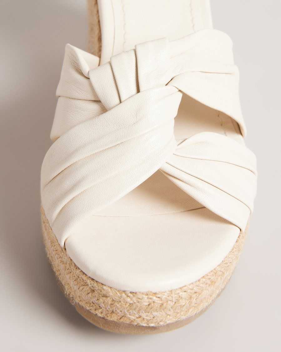 Ted Baker Carda Knotted Wedge Espadrille Sandals Ivory | 24068-NTPQ