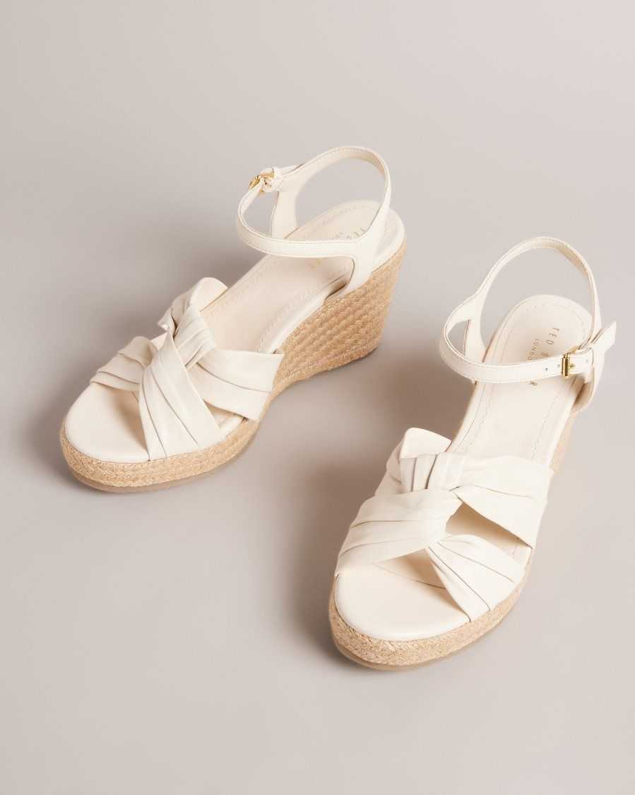 Ted Baker Carda Knotted Wedge Espadrille Sandals Ivory | 24068-NTPQ