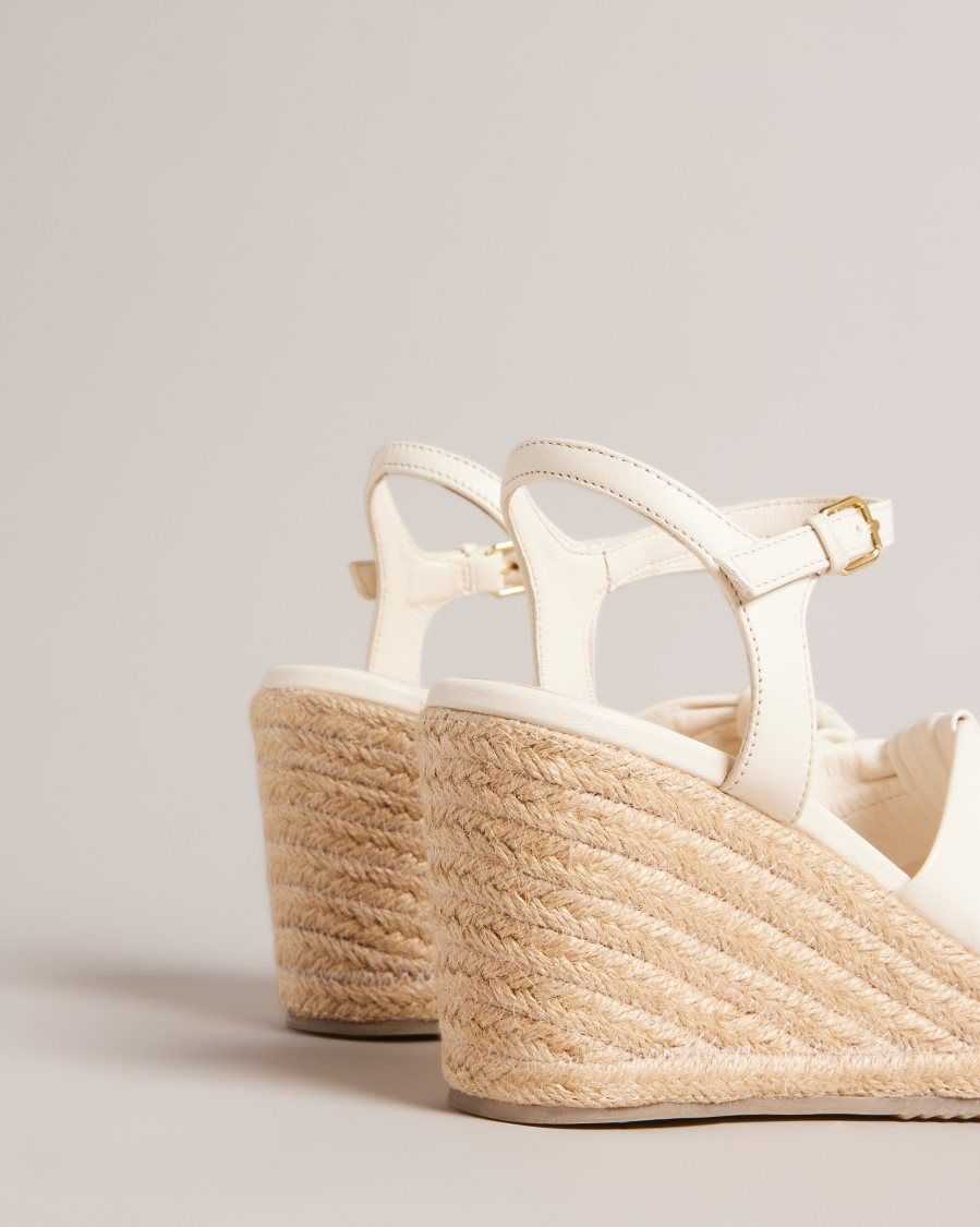 Ted Baker Carda Knotted Wedge Espadrille Sandals Ivory | 24068-NTPQ