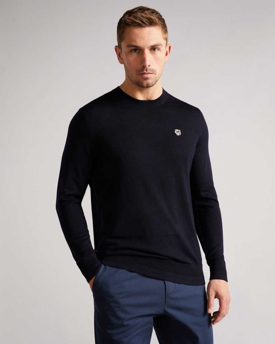 Ted Baker Cardiff Merino Wool Crew Neck Jumper Navy | 76409-NUXI