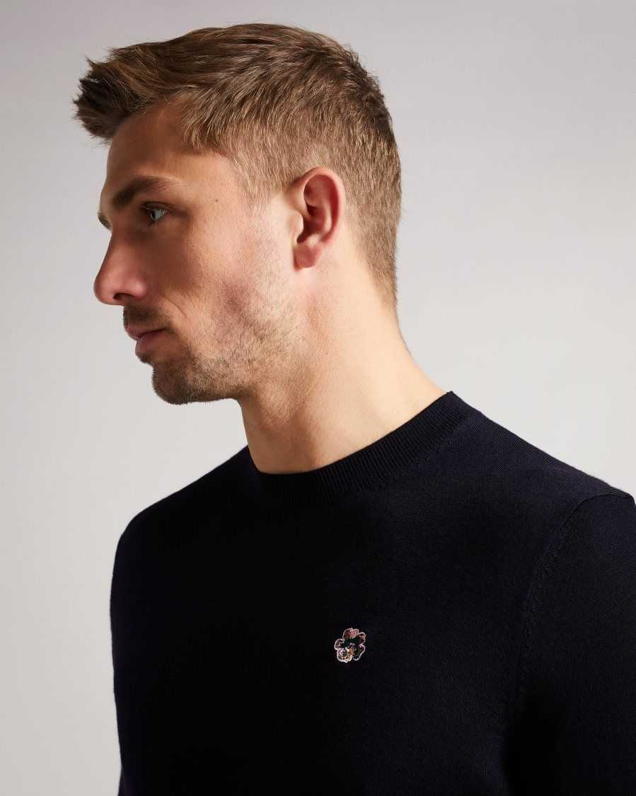 Ted Baker Cardiff Merino Wool Crew Neck Jumper Navy | 76409-NUXI