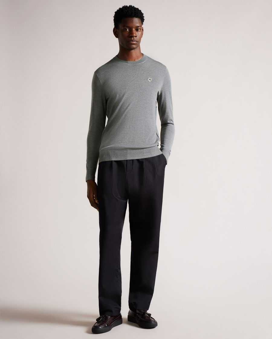 Ted Baker Cardiff Merino Wool Crew Neck Jumper Charcoal | 26507-AIKE