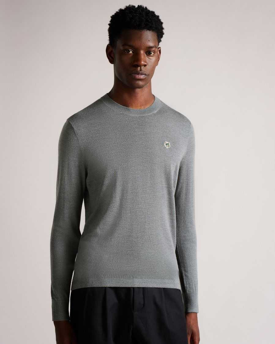 Ted Baker Cardiff Merino Wool Crew Neck Jumper Charcoal | 26507-AIKE