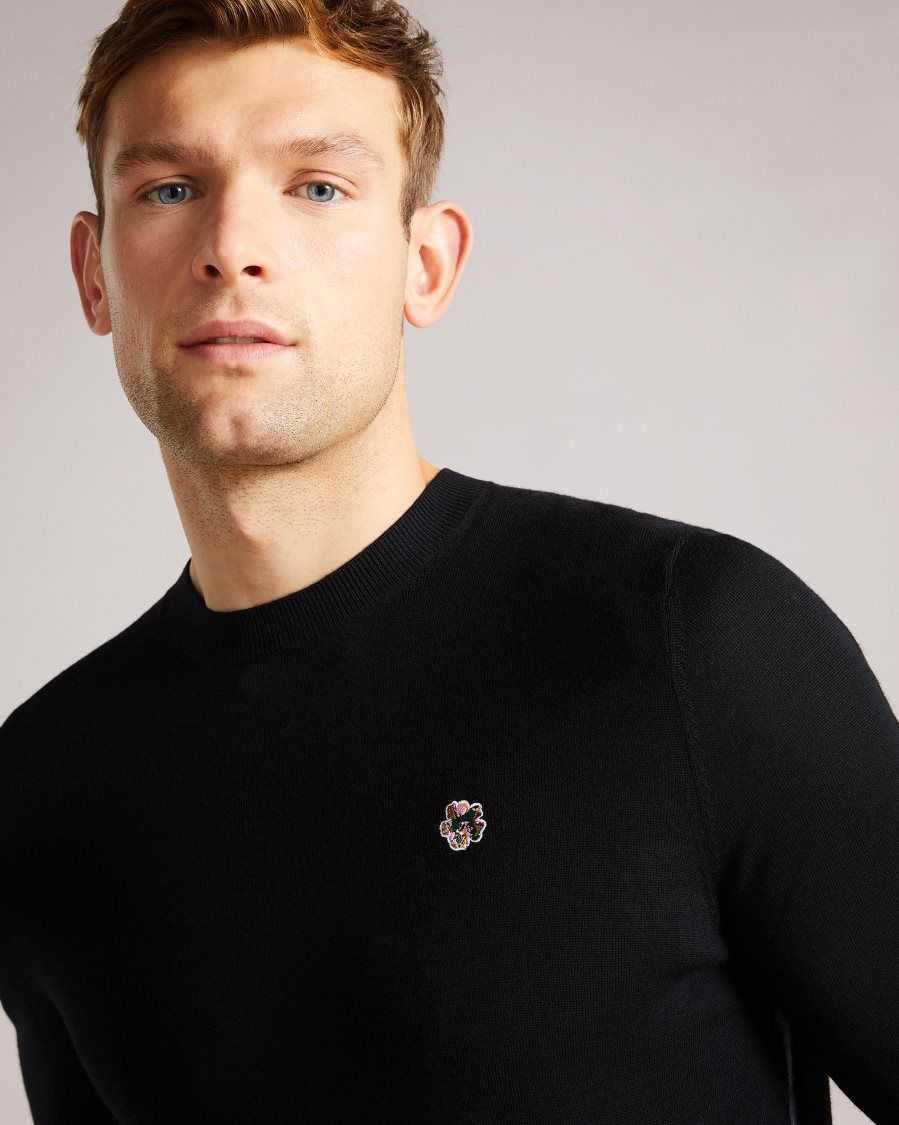 Ted Baker Cardiff Merino Wool Crew Neck Jumper Black | 09432-DAFH