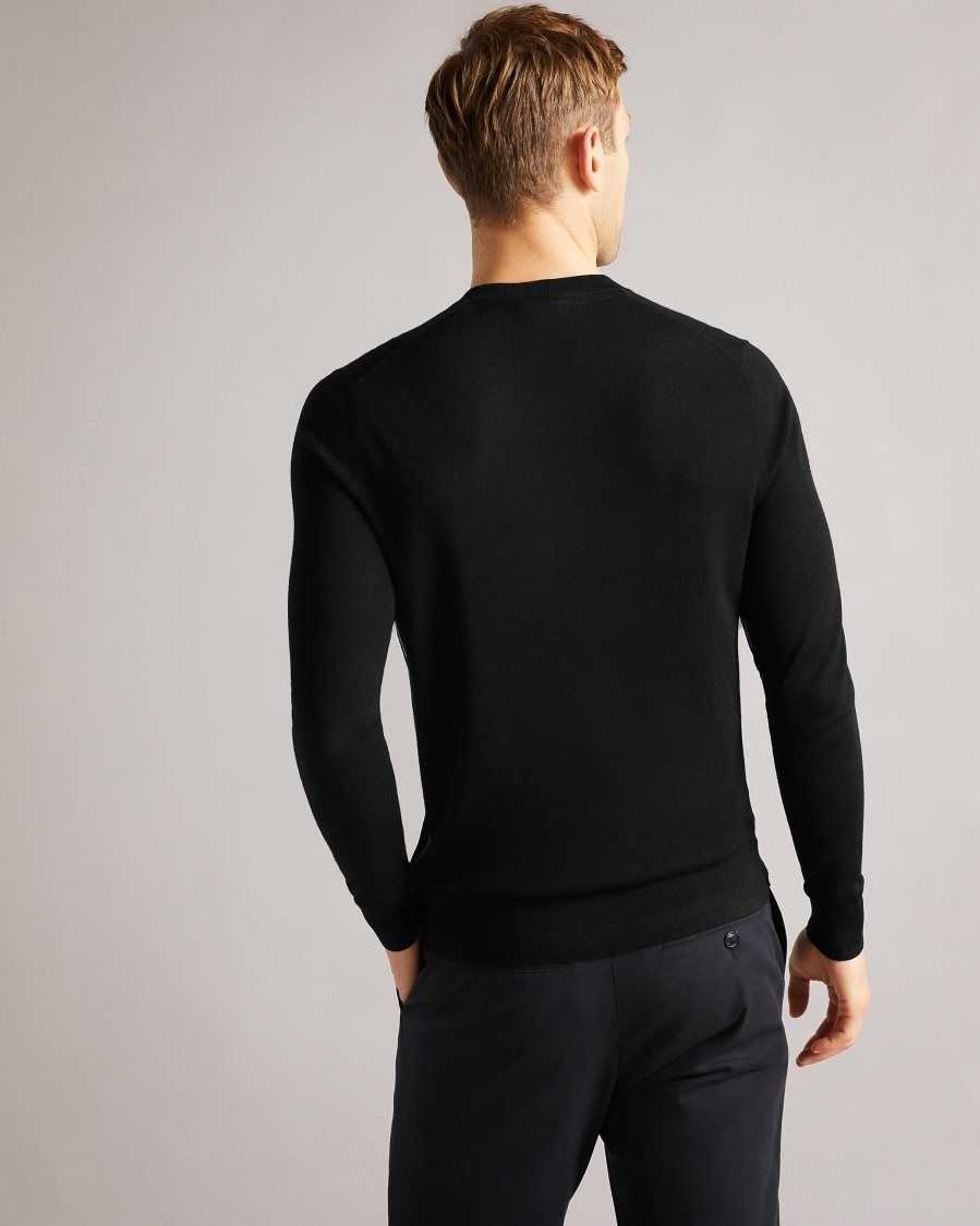 Ted Baker Cardiff Merino Wool Crew Neck Jumper Black | 09432-DAFH