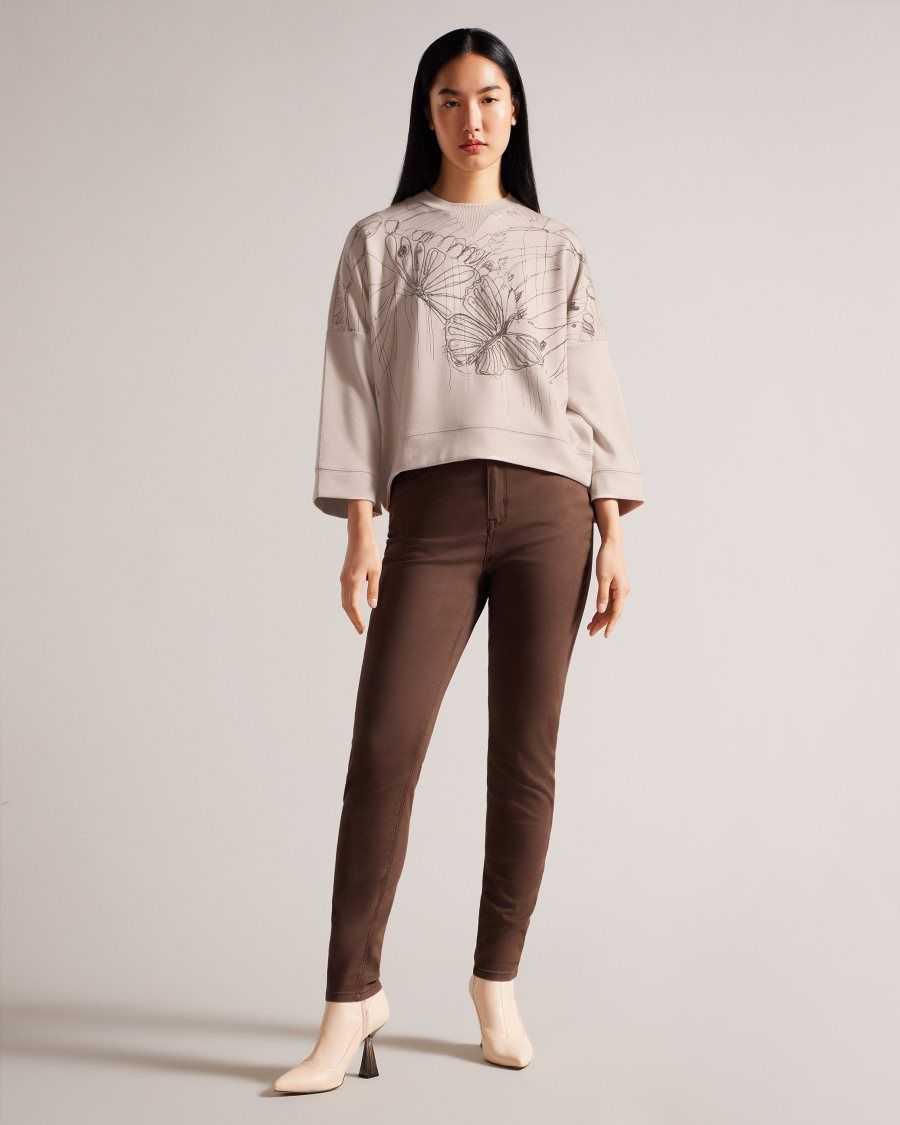 Ted Baker Carmile Wide Sleeve Butterfly Sweatshirt Dusky Pink | 80615-STGX