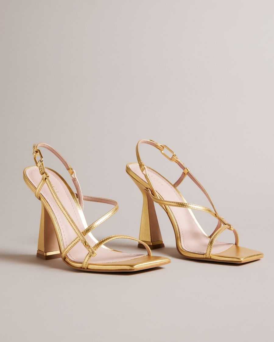 Ted Baker Cayena Strappy Geometric Heeled Sandals Gold | 30452-SADW