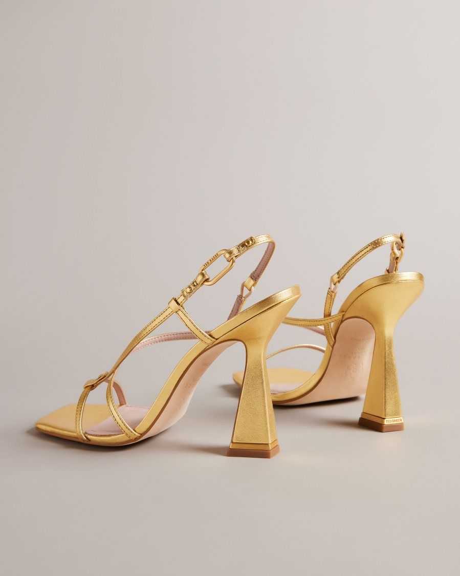 Ted Baker Cayena Strappy Geometric Heeled Sandals Gold | 30452-SADW