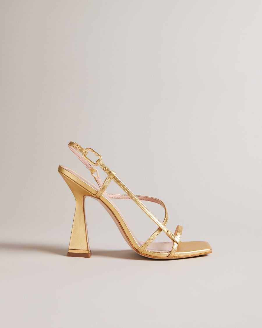 Ted Baker Cayena Strappy Geometric Heeled Sandals Gold | 30452-SADW