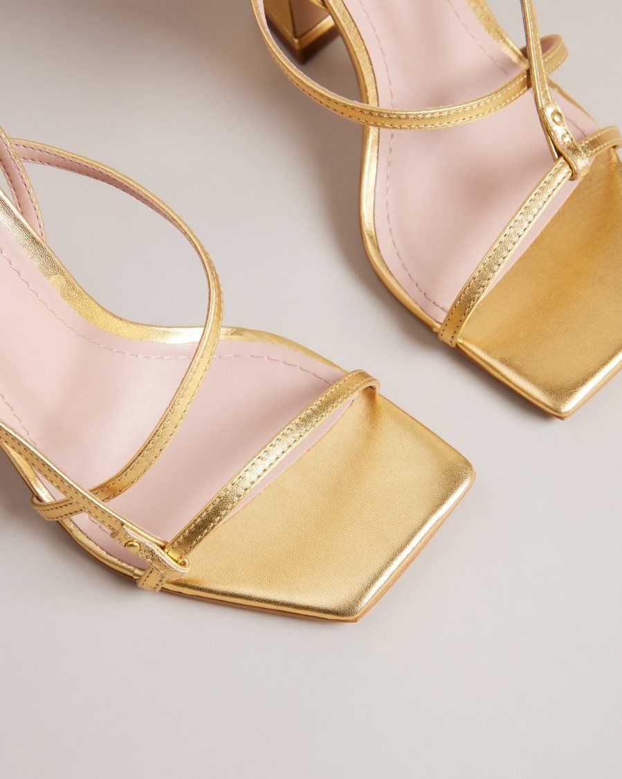 Ted Baker Cayena Strappy Geometric Heeled Sandals Gold | 05891-FTHY