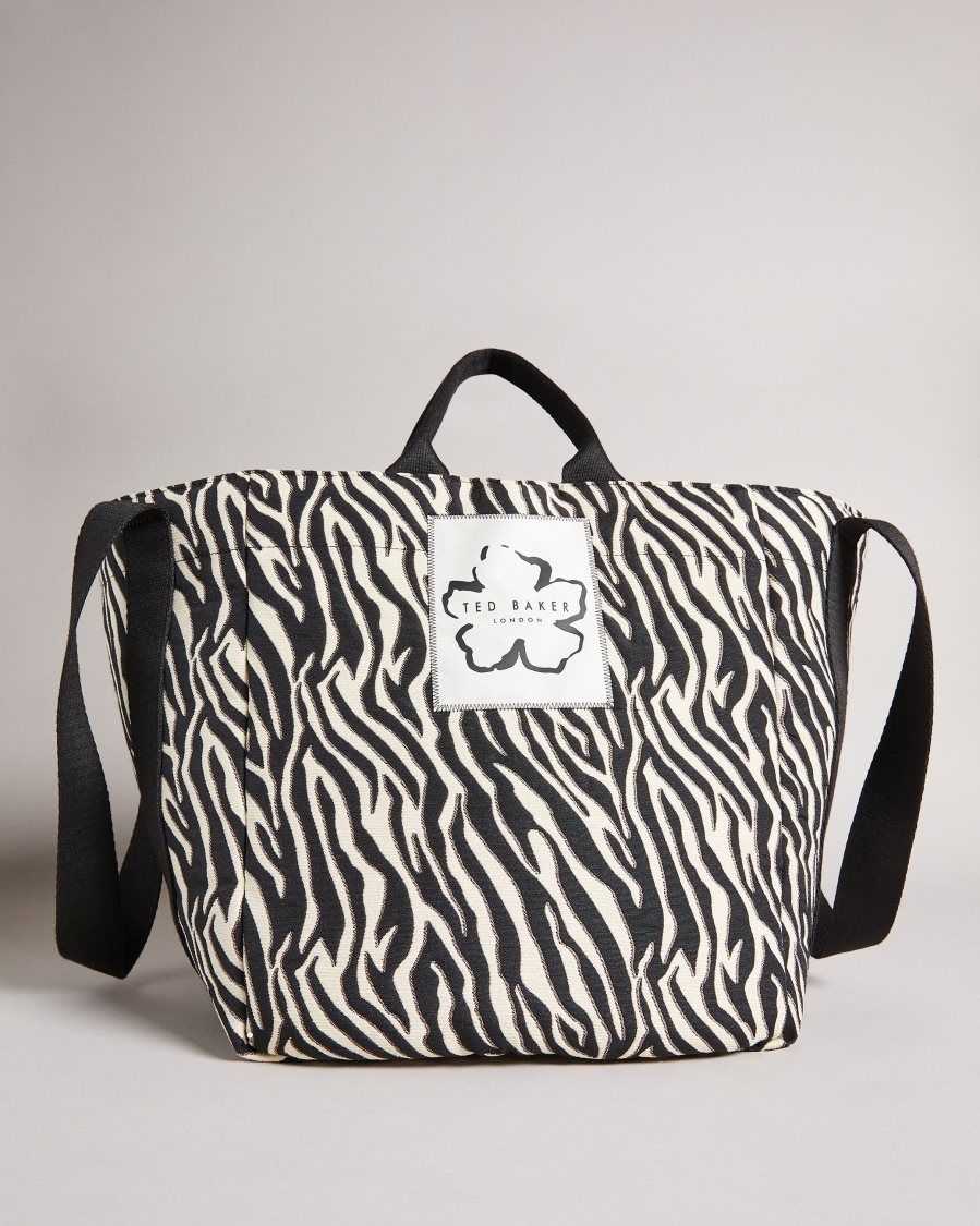 Ted Baker Cayzeba Zebra Detail Large Nylon Tote White | 29513-GDJL