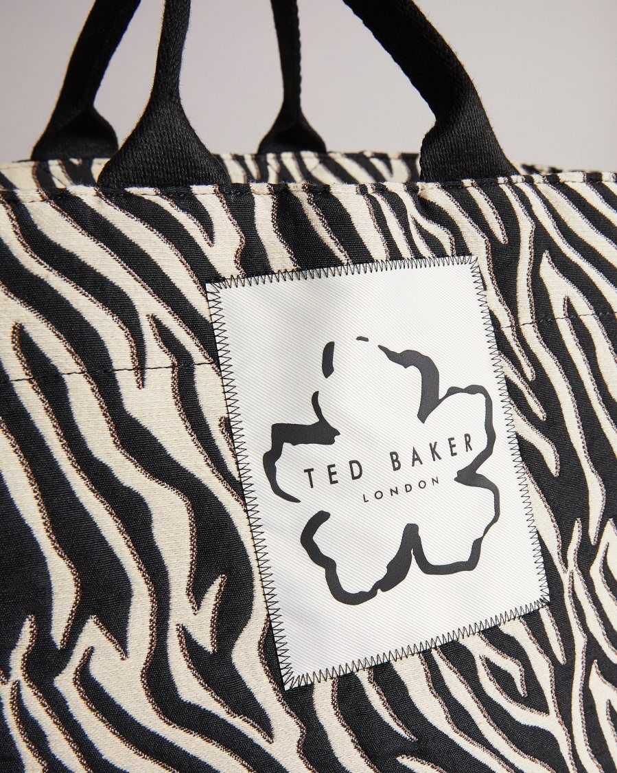 Ted Baker Cayzeba Zebra Detail Large Nylon Tote White | 29513-GDJL