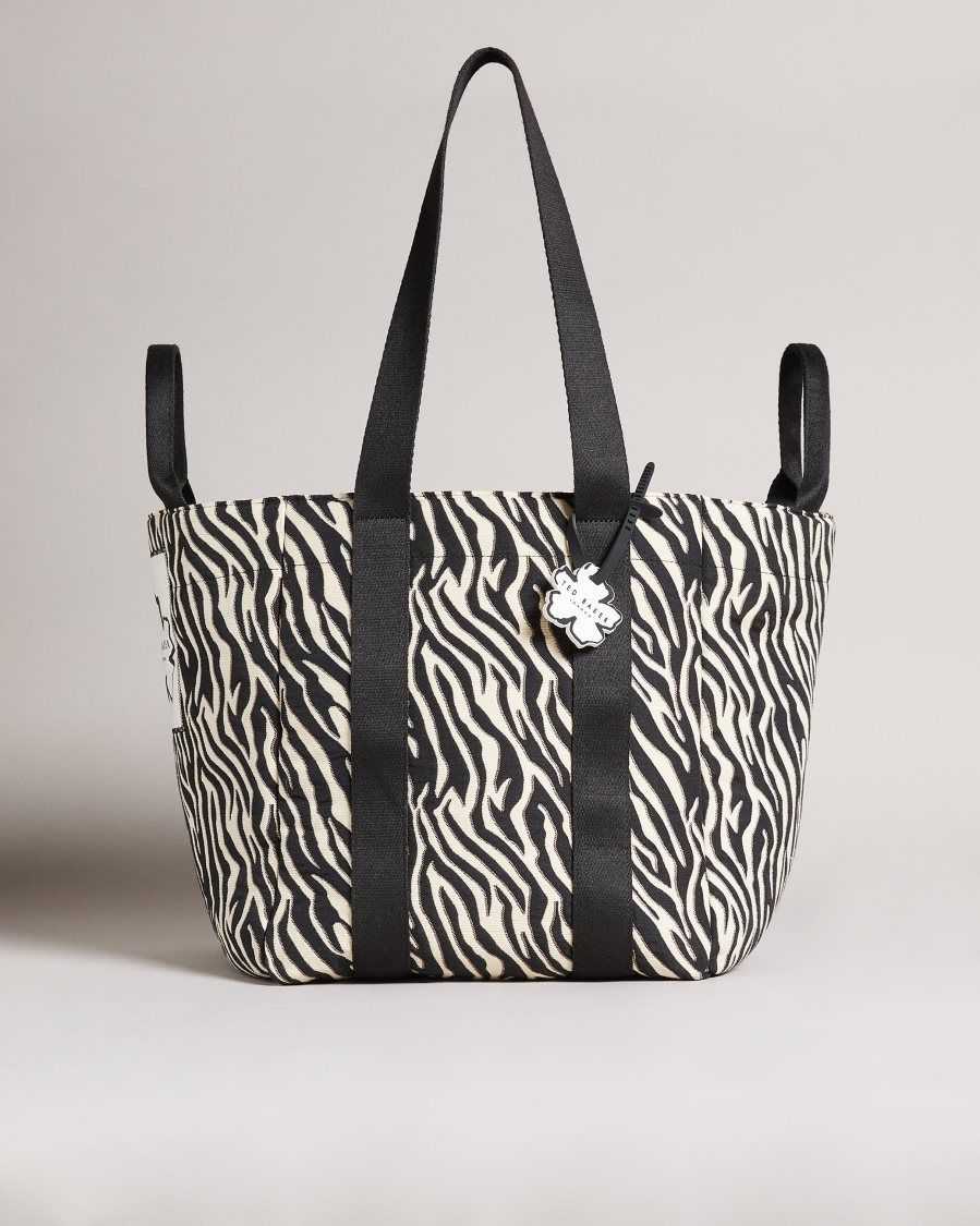 Ted Baker Cayzeba Zebra Detail Large Nylon Tote White | 29513-GDJL