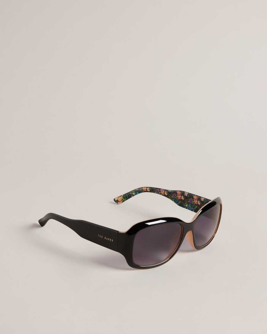 Ted Baker Charlsy Oversized Rectangle Frame Sunglasses Black | 43298-PBWA