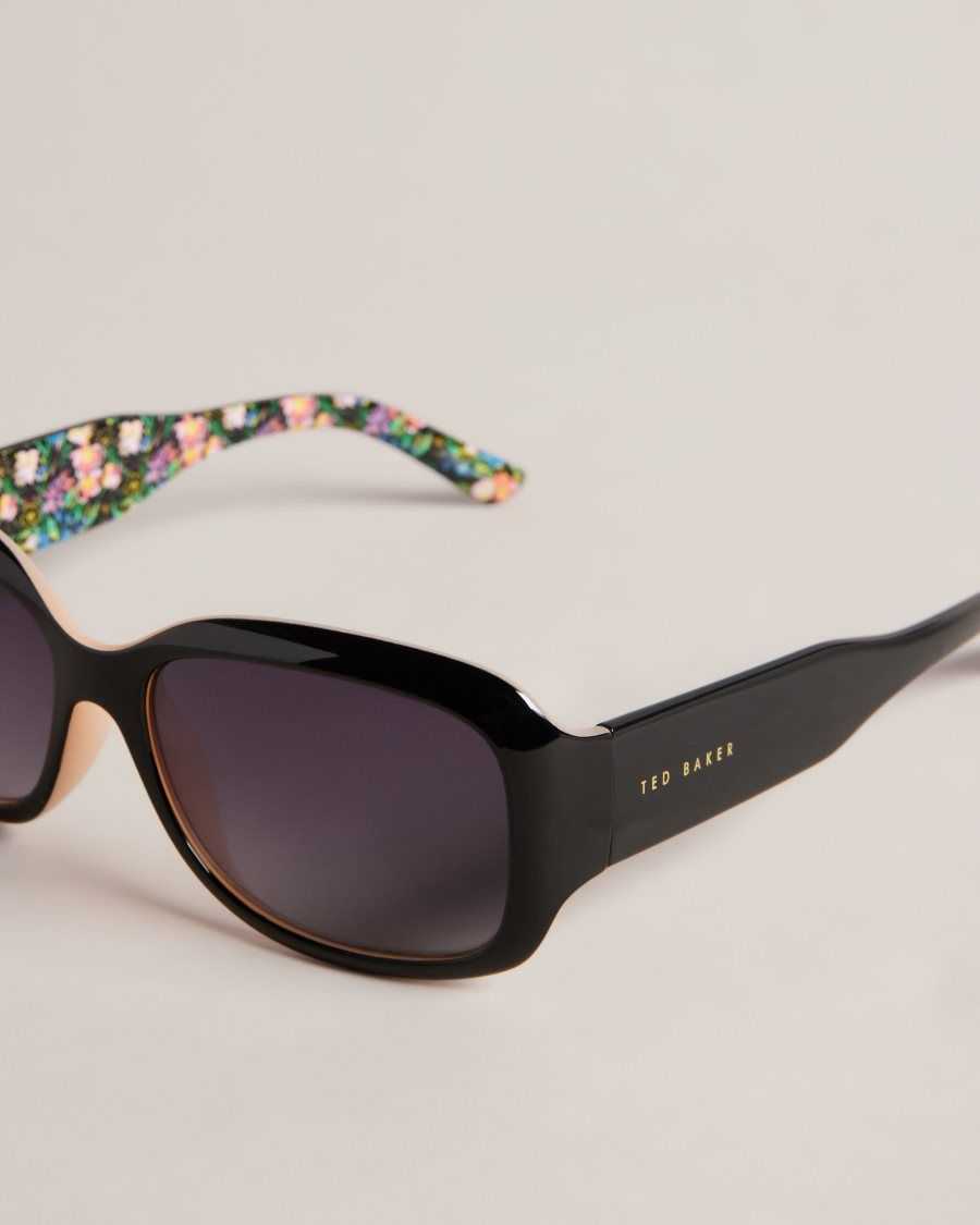 Ted Baker Charlsy Oversized Rectangle Frame Sunglasses Black | 43298-PBWA