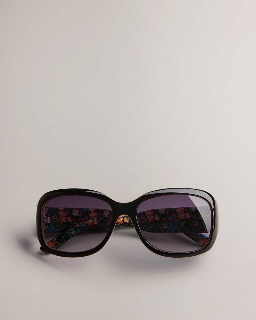 Ted Baker Charlsy Oversized Rectangle Frame Sunglasses Black | 43298-PBWA