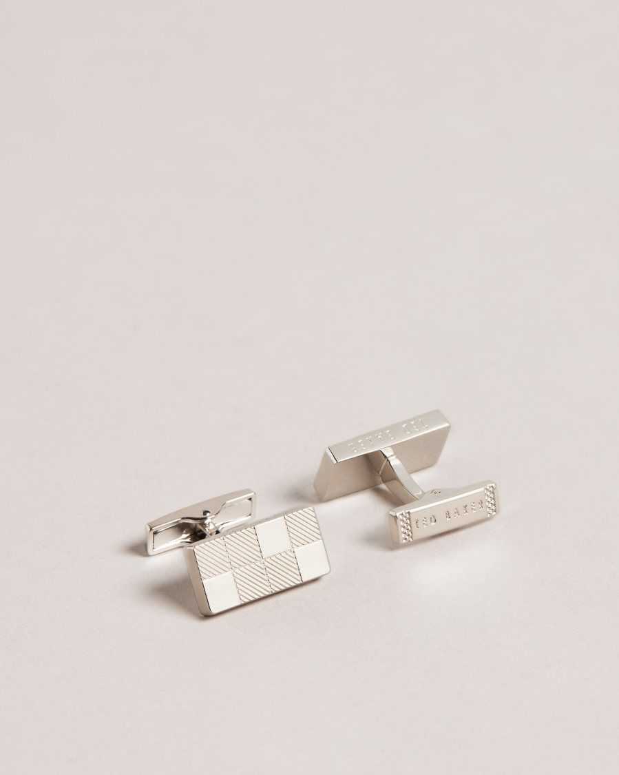 Ted Baker Checkyu House Check Cufflinks Silver Colour | 73615-MVQD