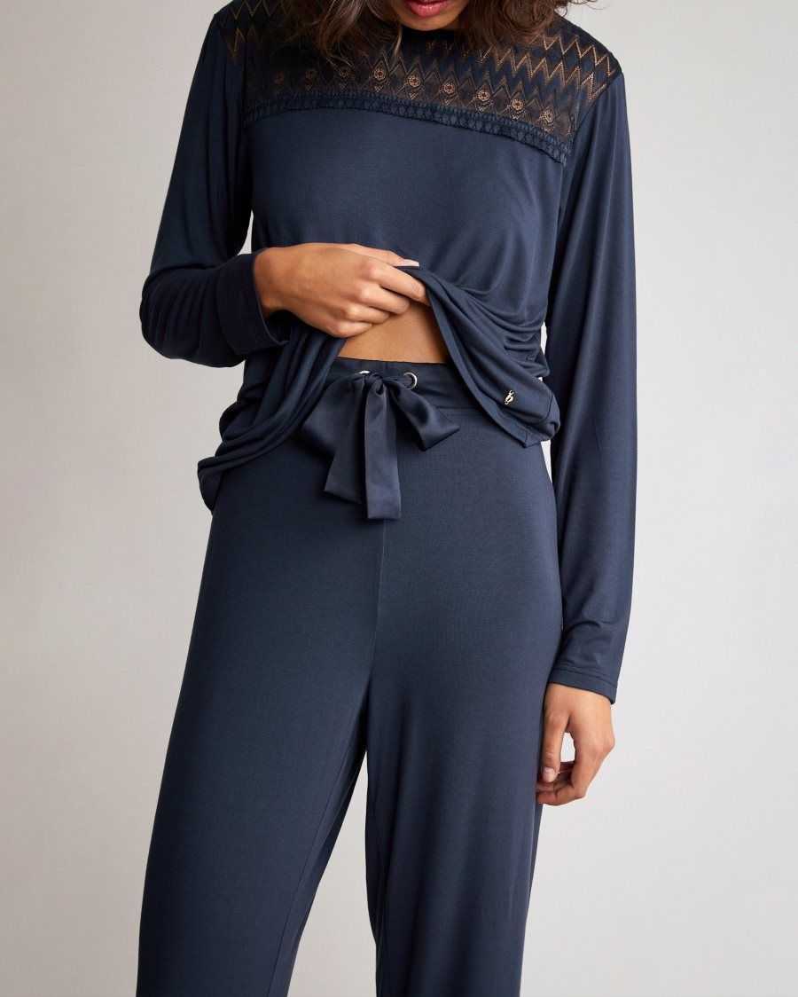 Ted Baker Chelser Modal Long Sleeve Pyjama Set Navy | 91360-GLTM