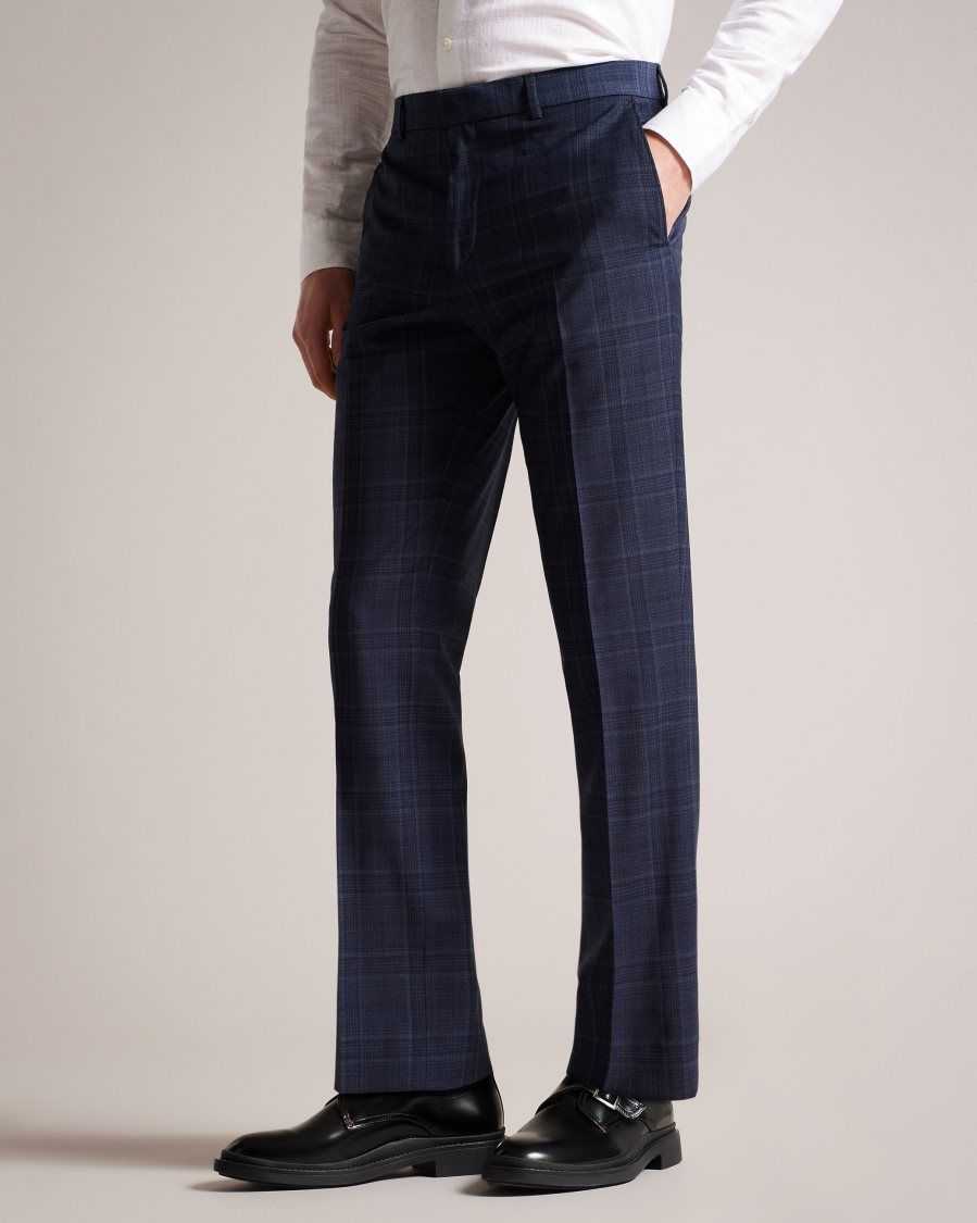 Ted Baker Chesits Tonal Check Suit Trousers Navy | 59724-FMSU