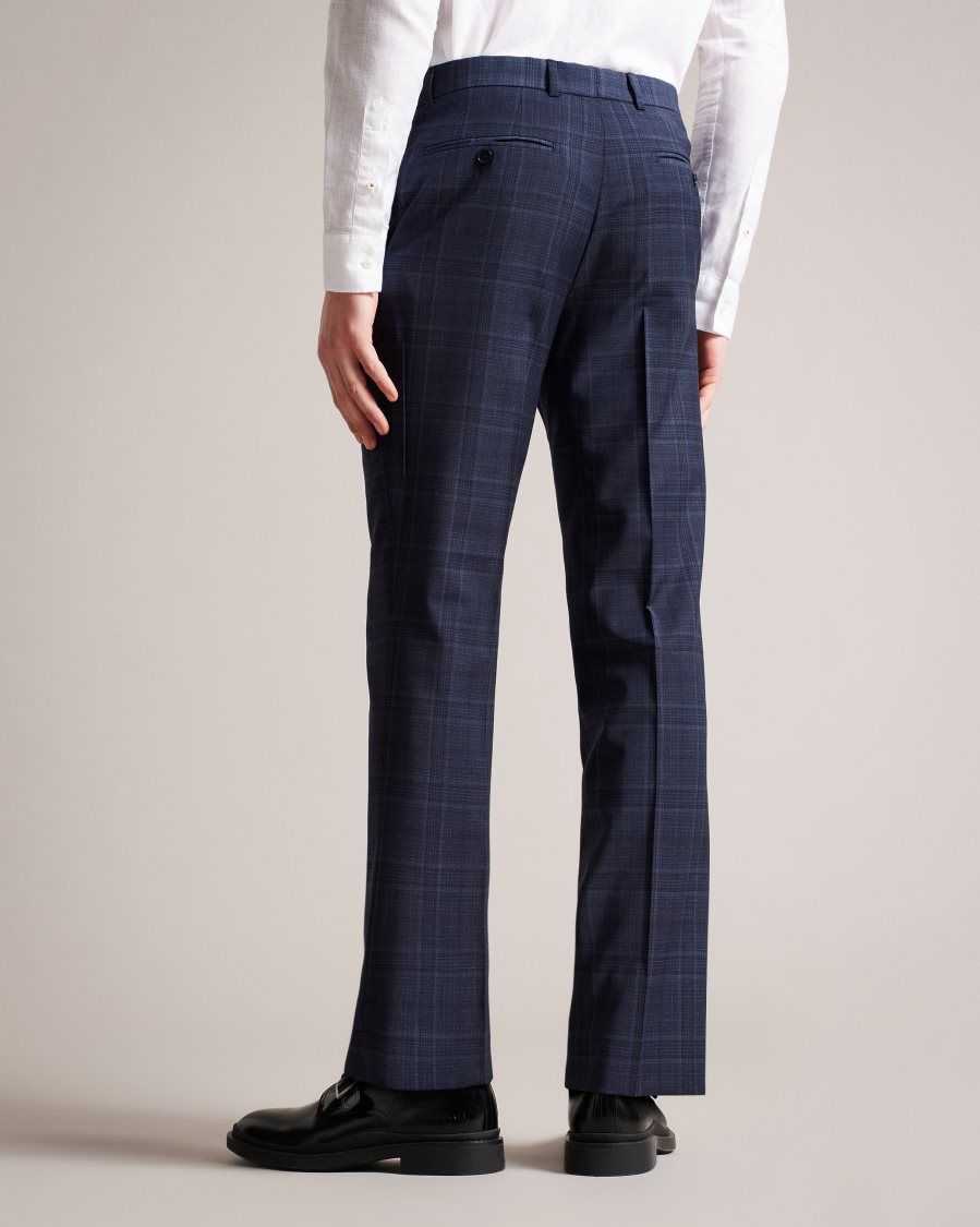 Ted Baker Chesits Tonal Check Suit Trousers Navy | 59724-FMSU