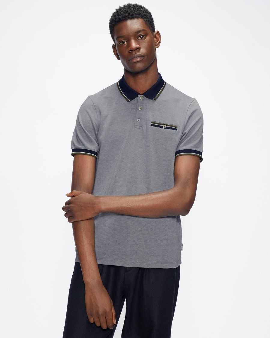 Ted Baker Chipa Short Sleeve Polo Shirt Dark Navy | 24710-SHZK