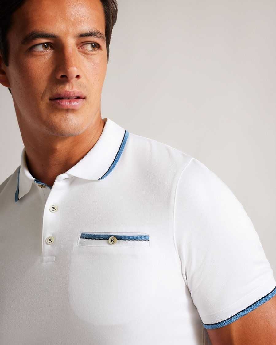 Ted Baker Chipa Short Sleeve Polo Shirt White | 64375-VODF