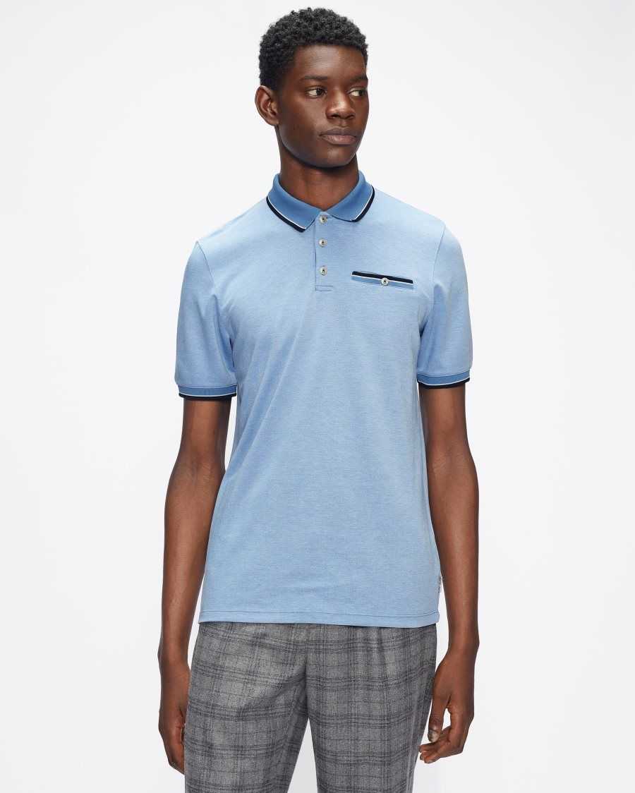 Ted Baker Chipa Short Sleeve Polo Shirt Blue | 26170-SXAO