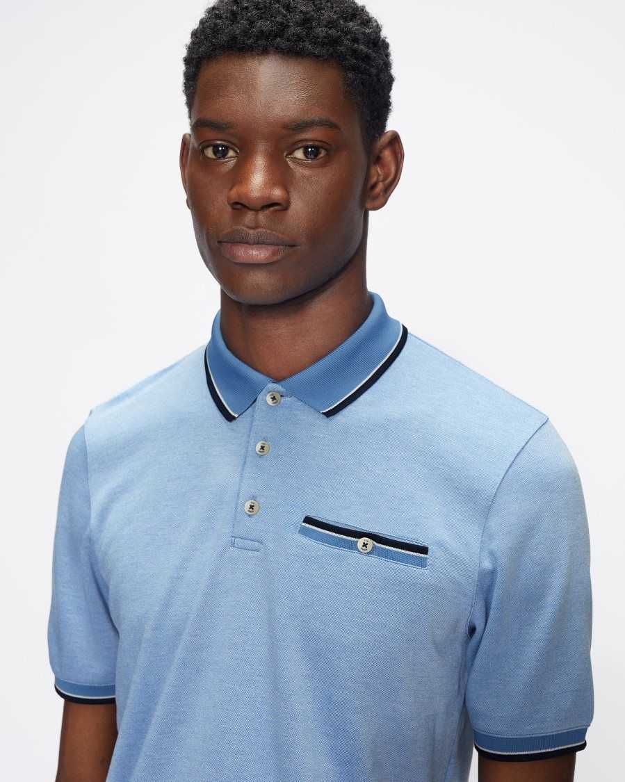 Ted Baker Chipa Short Sleeve Polo Shirt Blue | 26170-SXAO