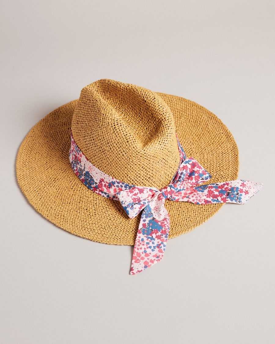 Ted Baker Clairi Floral Bow Straw Hat Natural | 84736-PAGC