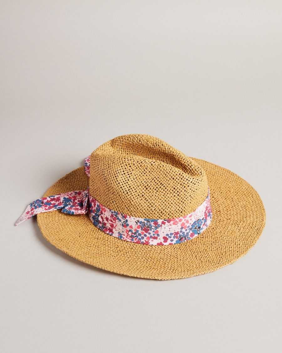 Ted Baker Clairi Floral Bow Straw Hat Natural | 84736-PAGC