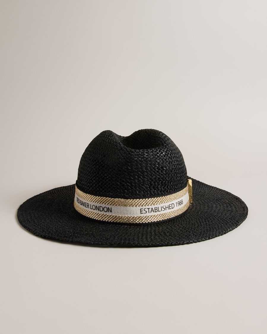 Ted Baker Clairie Straw Fedora Black | 85426-PLSF