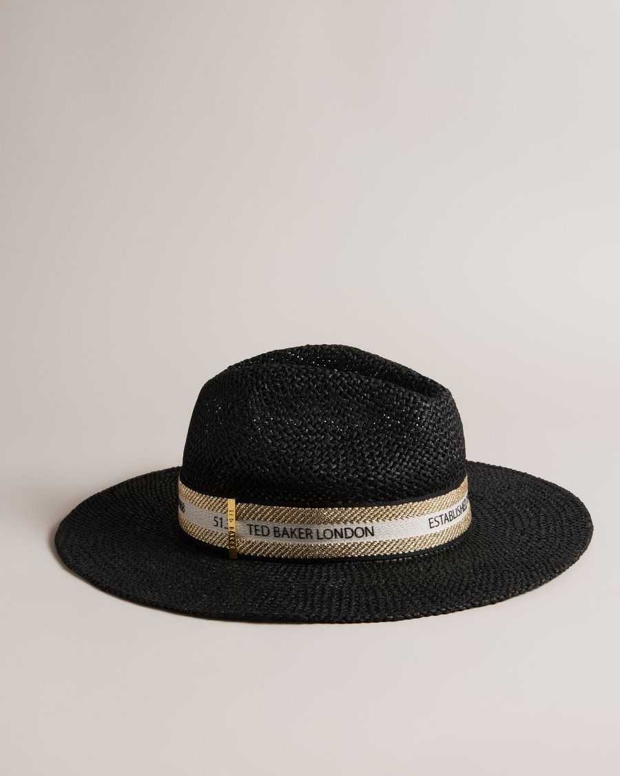 Ted Baker Clairie Straw Fedora Black | 85426-PLSF