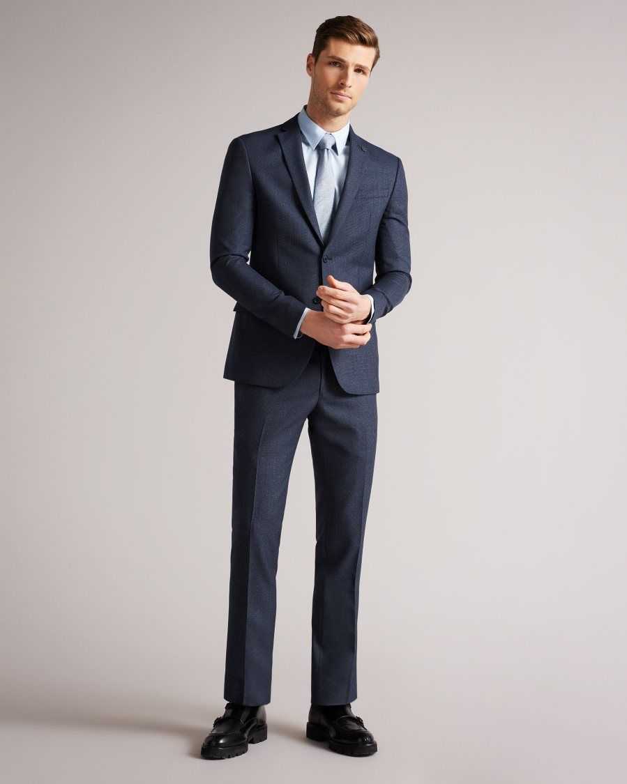 Ted Baker Cleets Navy Scratch Slim Fit Suit Trousers Navy | 49215-JRUZ