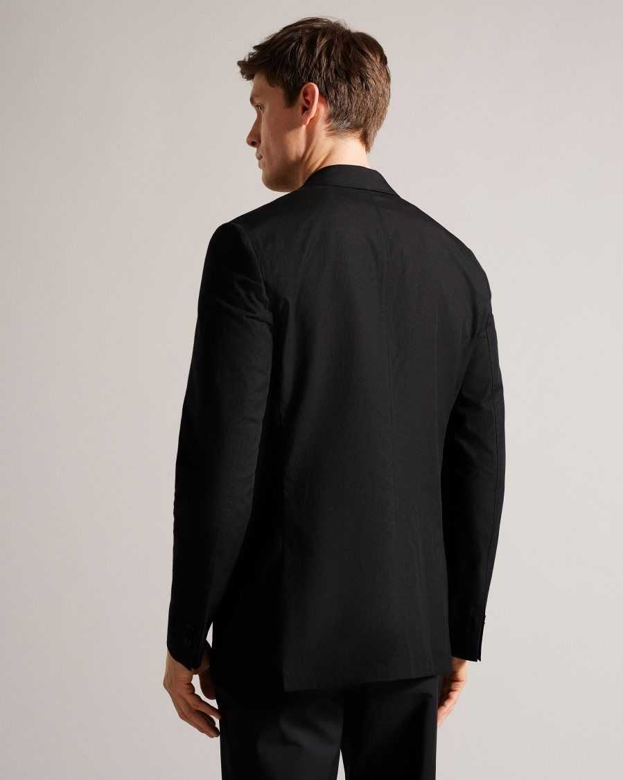 Ted Baker Cleevej Cotton And Linen Suit Jacket Black | 62937-VXBT