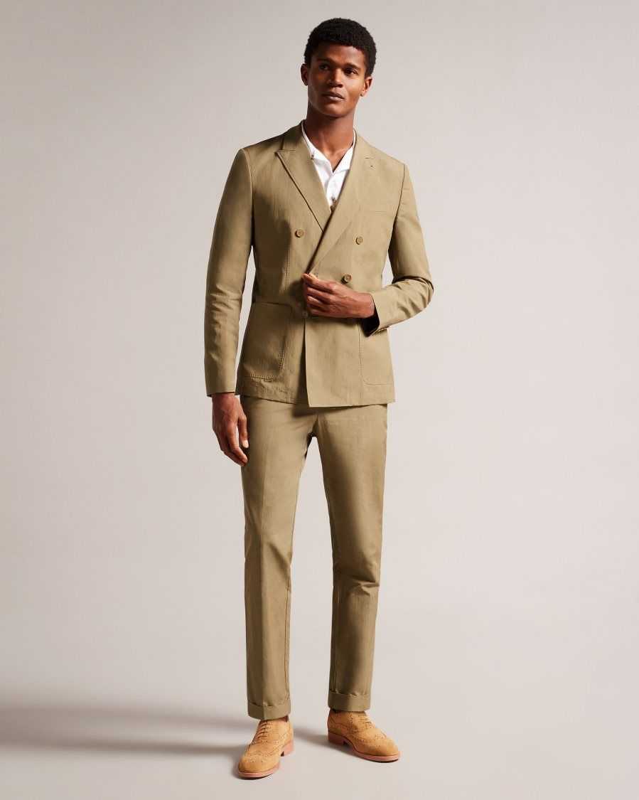 Ted Baker Cleevej Cotton And Linen Suit Jacket Stone | 61423-FGOC