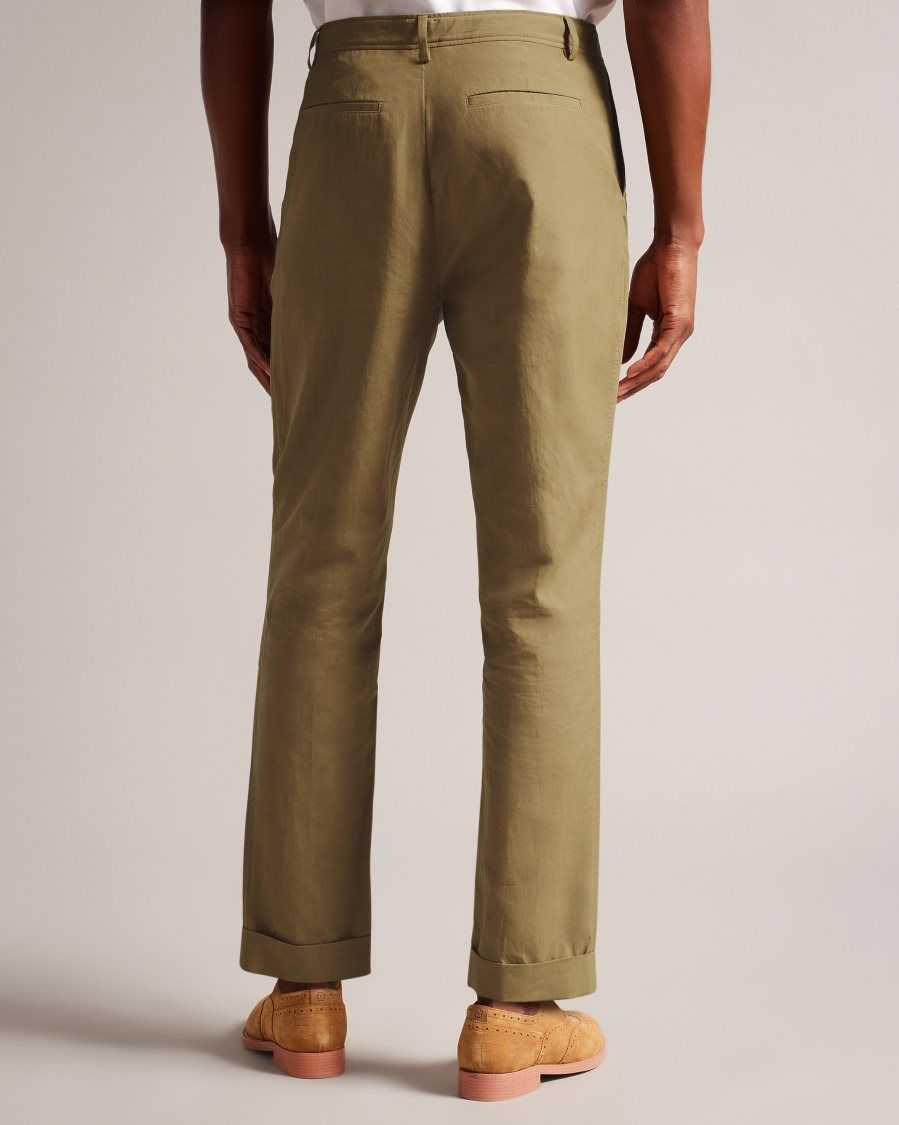 Ted Baker Cleevet Slim Fit Cotton Linen Trousers Stone | 17324-DPWU