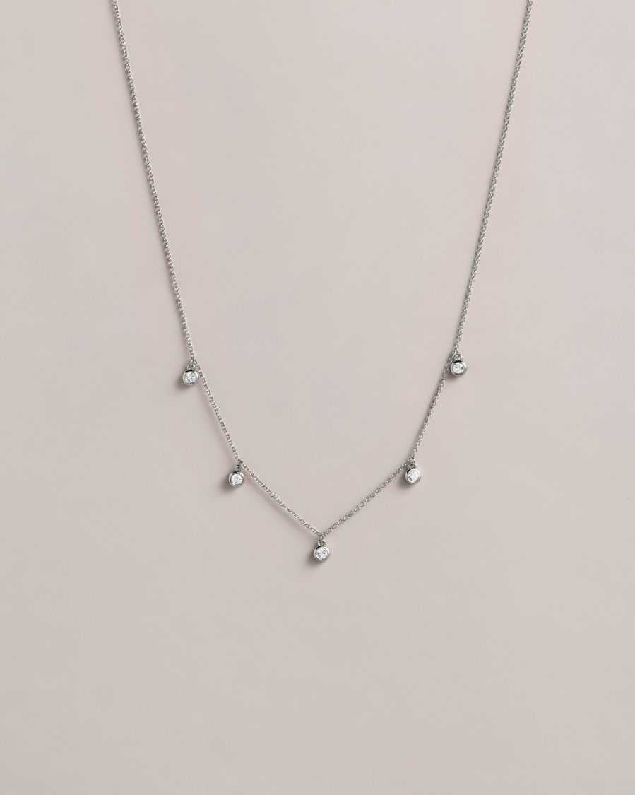 Ted Baker Clemmee Crystal Droplet Necklace Silver Colour | 32975-YDTR