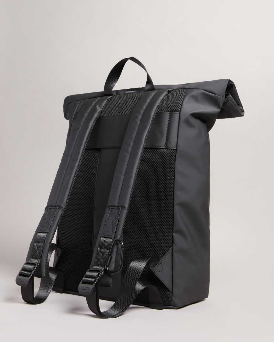 Ted Baker Clime Rubberised Rolltop Backpack Black | 78061-DFYO