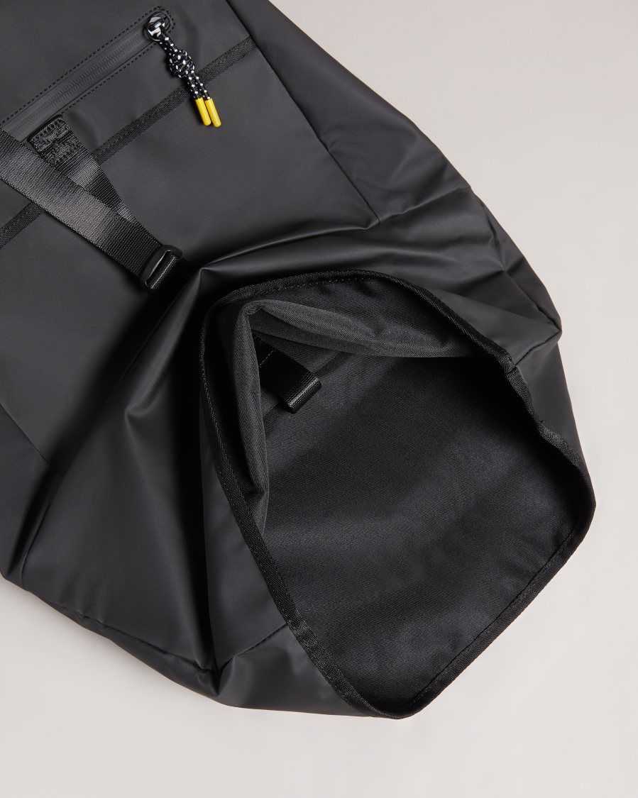 Ted Baker Clime Rubberised Rolltop Backpack Black | 78061-DFYO