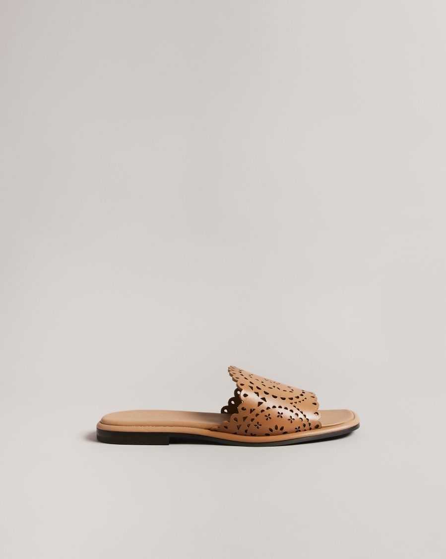 Ted Baker Clovei Laser Cut Flat Sandals Light Brown | 26804-CRON