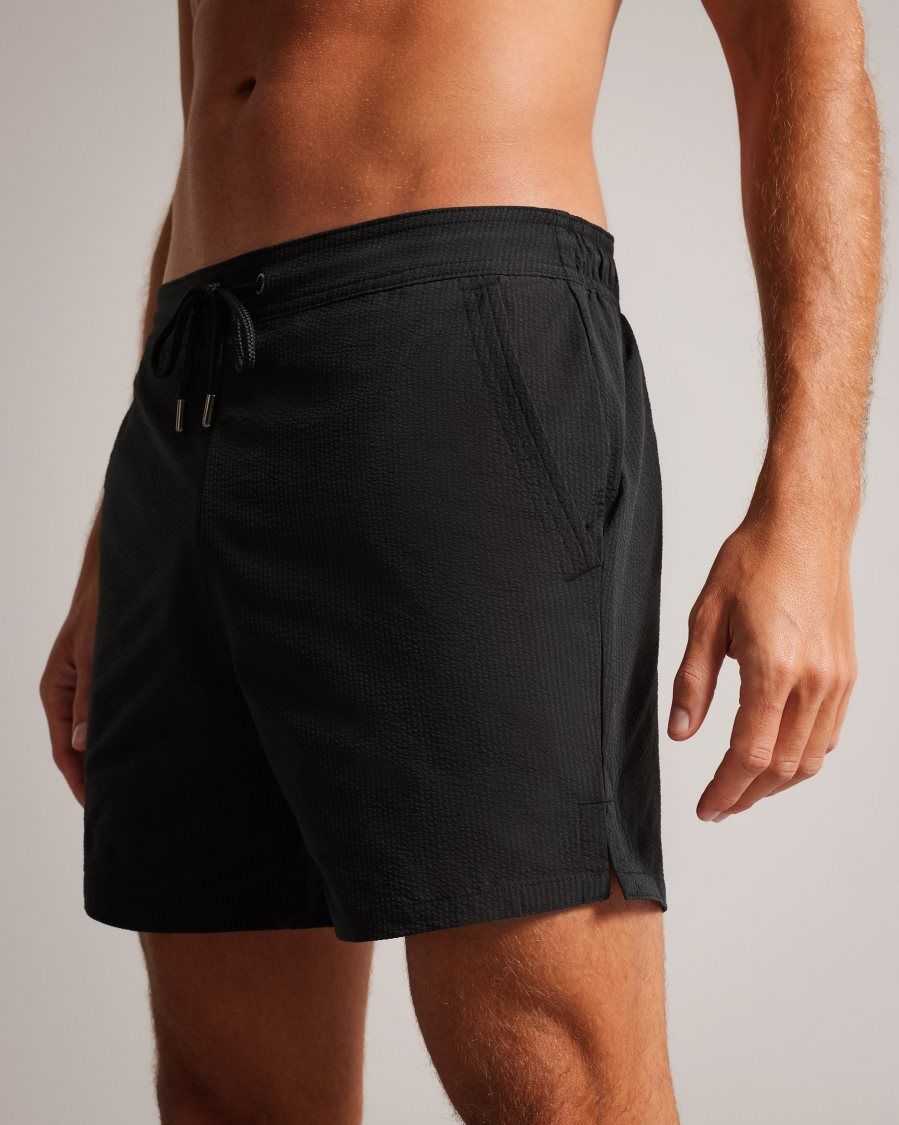 Ted Baker Colne Plain Textured Swim Shorts Black | 72984-ERUB