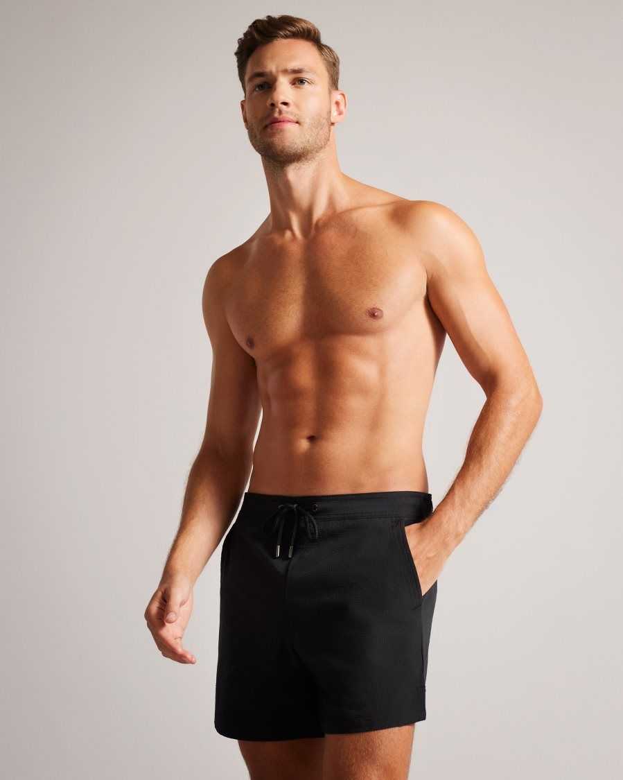 Ted Baker Colne Plain Textured Swim Shorts Black | 72984-ERUB