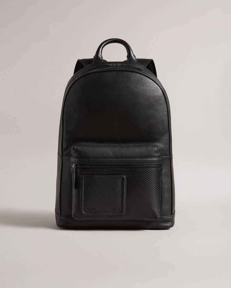 Ted Baker Convoy Textured Leather Backpack Black | 07521-EBXT