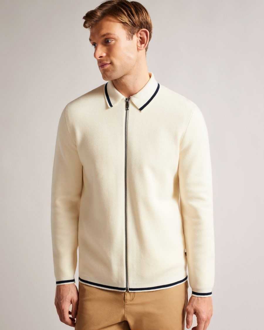 Ted Baker Coploe Long Sleeve Zip Through Jacket White | 63890-ZYBR