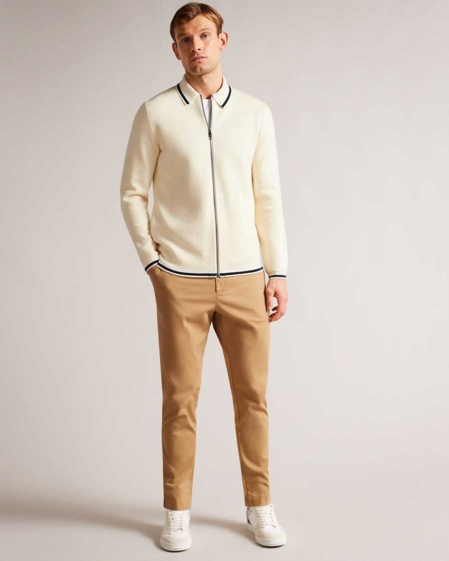 Ted Baker Coploe Long Sleeve Zip Through Jacket White | 63890-ZYBR